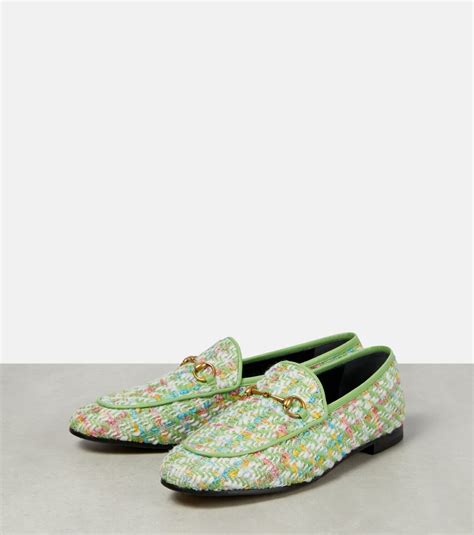 gucci jordaan tweed loafers|gucci fringe loafer.